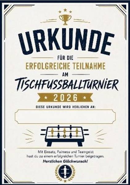 Urkunde des Tischkickerturniers