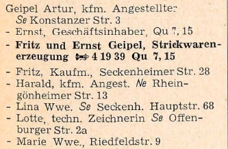 Telefonbuchauszug von 1955