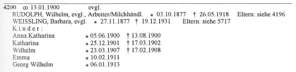 Ausschnitt aus dem Ortssippenbuch