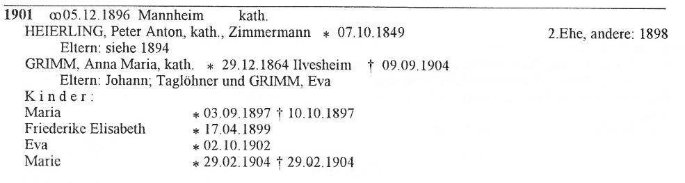 Ausschnitt aus dem Ortssippenbuch