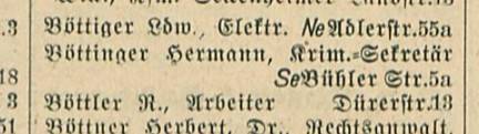 Ausschnitt aus dem Adressbuch von Mannheim von 1943